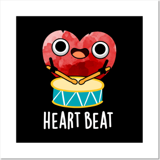 Heart Beat Cute Heart Drummer Pun Posters and Art